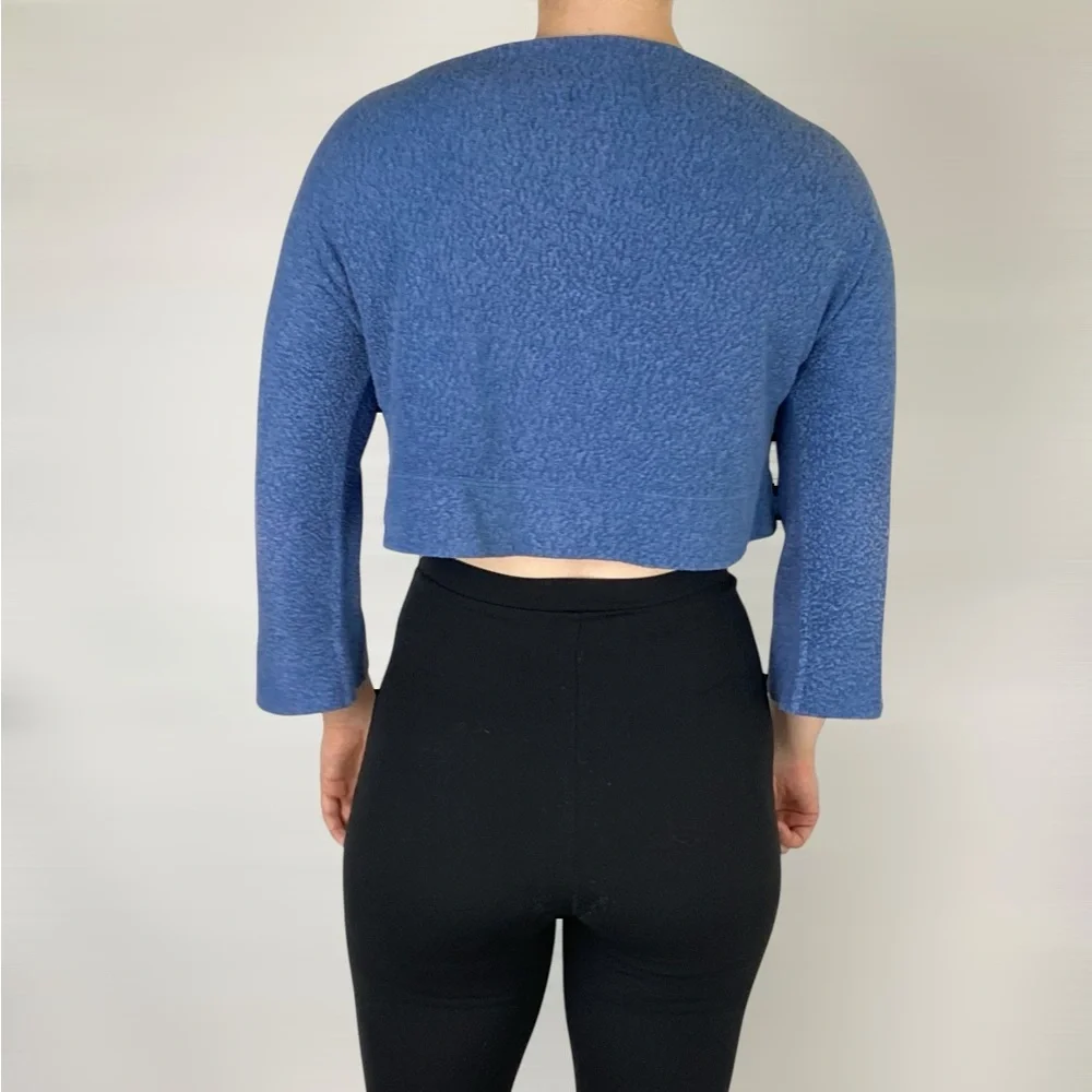 REFORMATION Boat Neck 3/4 Sleeve Blue Crop Top Pullover Relaxed Fit‎ Casual